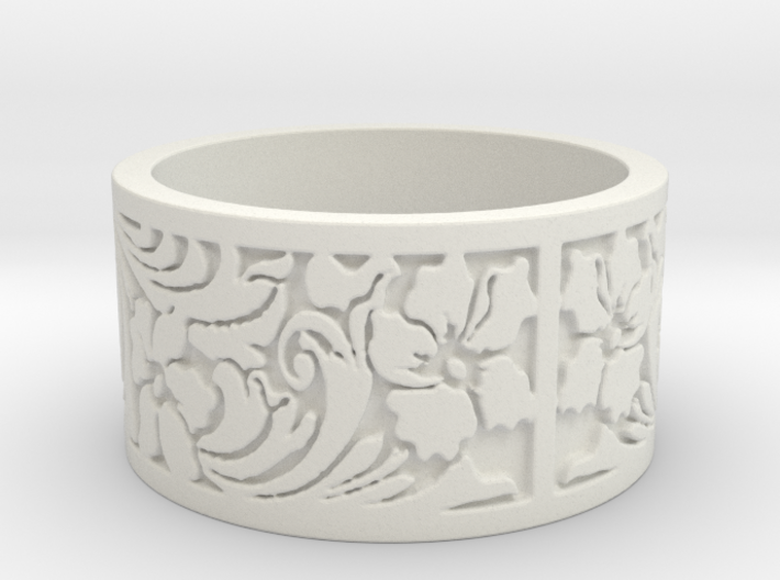 Floral ss Ring Size 8 3d printed