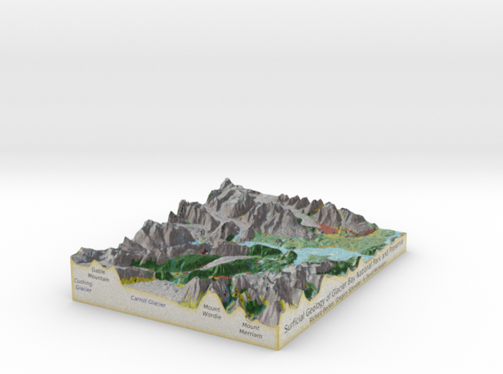 Surficial Geology of Glacier Bay, John Muir Inlet 3d printed 