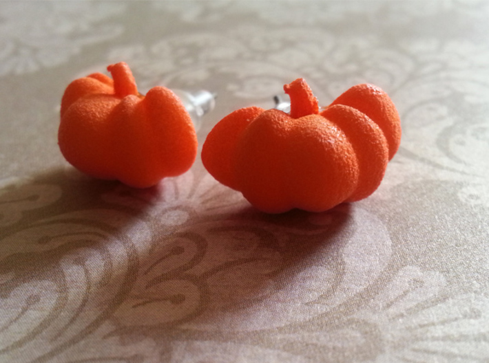 Fairytale Pumpkin Stud Earrings 3d printed