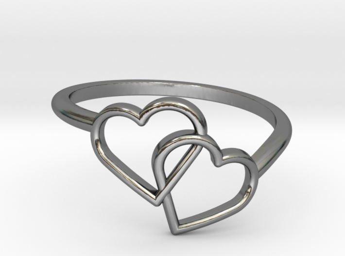 Interlocking Hearts Ring 3d printed