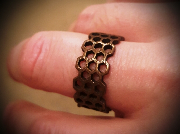 Honeycomb Fashion Ring Size 10 3d printed