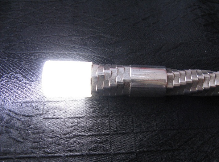 Diffuser for AAA Torch 2 (Flashlight) 3d printed Diffuser mounted on a Silver AAA Torch 2 (not included)