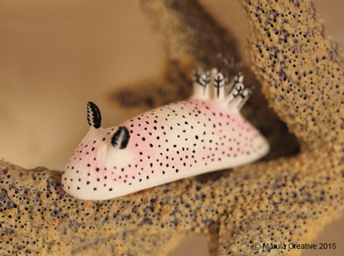 Unna the Nudibranch (Sea Bunny) 3d printed Hand Painted White Strong &amp; Flexible Polished
