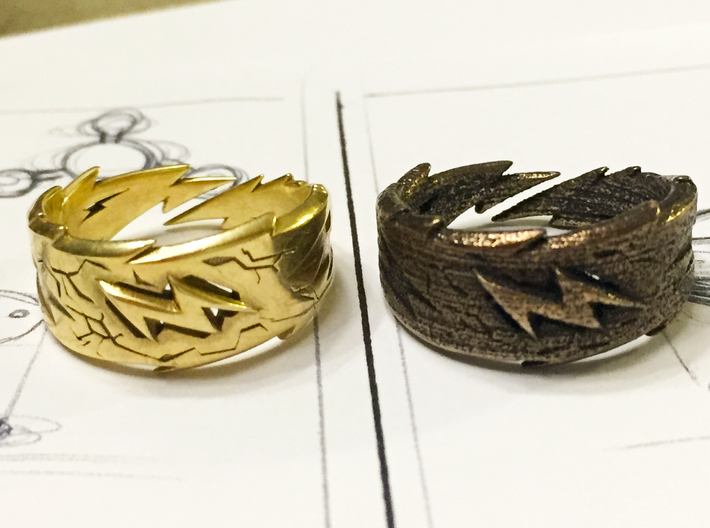 Power : Zeus Ring Size 8 3d printed Brass vs Steel Bronze! Which are You..