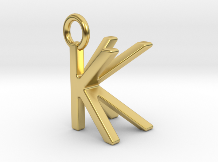 Two way letter pendant - KK K 3d printed