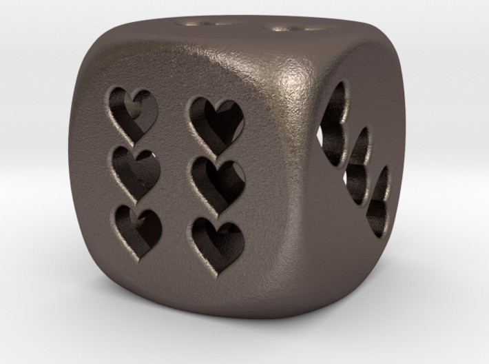 Dice hearts hollow 3d printed