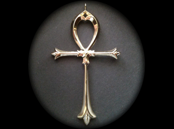 Ankh Nouveau 3d printed Here's the Nouveau Ankh in solid 18k Gold! Photo by Frank Baxley.
