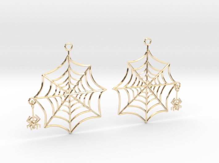 Swinging Spider Web Earrings 3d printed