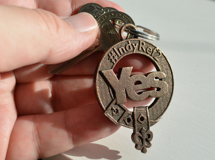 Clan Yes key fob 3d printed As it arrives from Shapeways - uniform finish on all surfaces