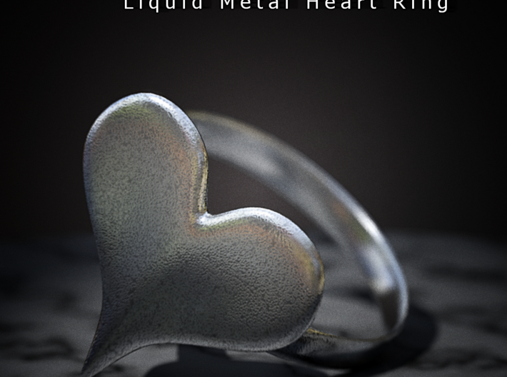 Liquid Metal Heart Ring 3d printed