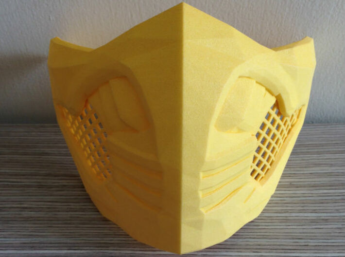 Scorpion Mask MKX (wearable) 3d printed Scorpion's mask on Yellow Strong &amp; Flexible