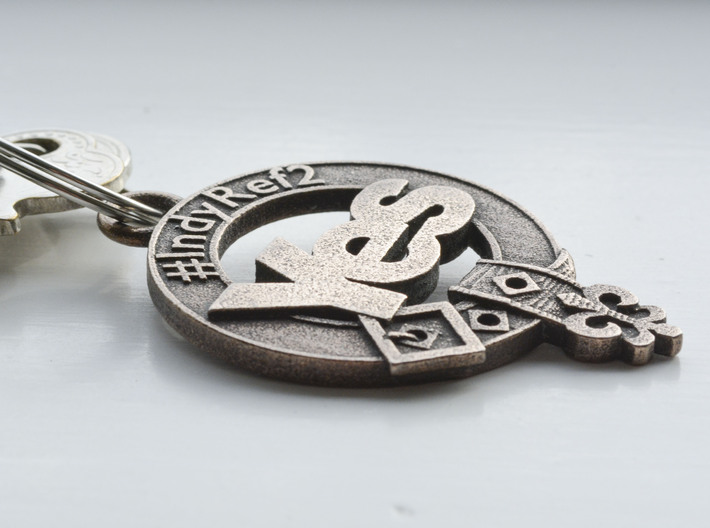 Clan Yes key fob 3d printed Lightly polished with metal polish to enhance contrast between raised and recessed areas