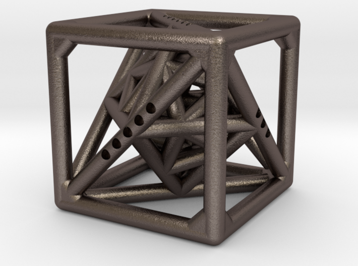 Cube with Tetrahedron, Octahedron and Icosahedron 3d printed