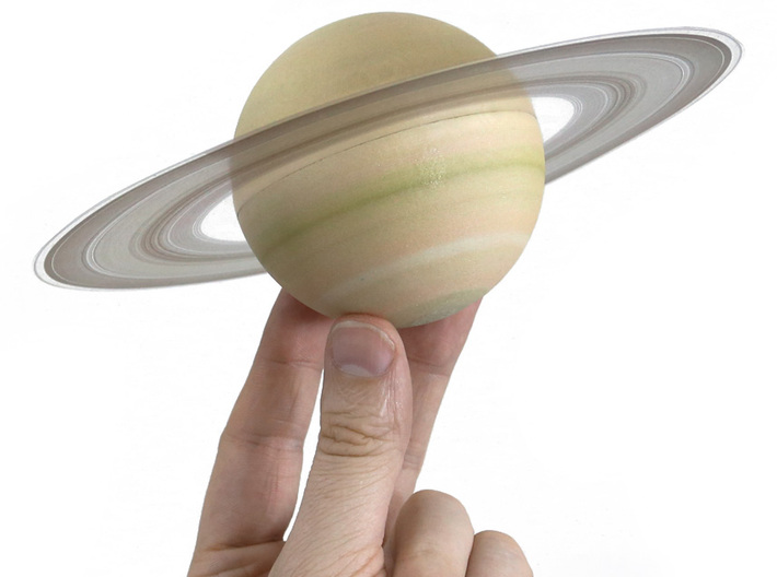Saturn - separate planet for scale solar system 3d printed Photo of model assembled with (free) downloaded printable rings
