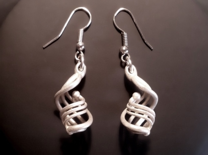 Passionate Fire Earrings 3d printed Raw Silver