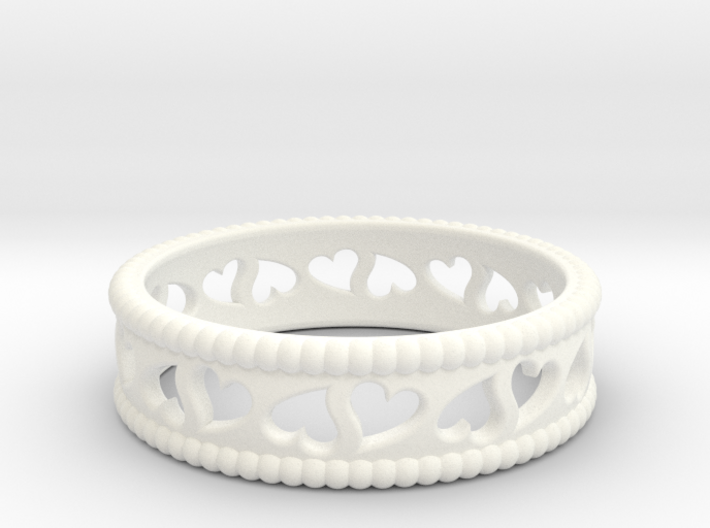 Size 8 Hearts Ring A 3d printed