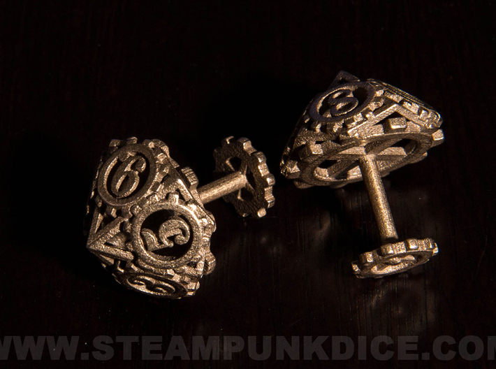 Steampunk Gear Cufflinks 3d printed Stainless Steel