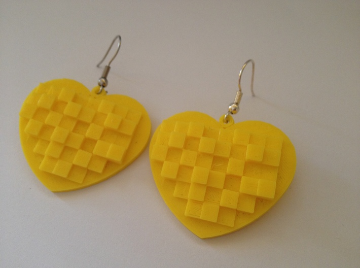 Mosaic Heart Earrings Large 3d printed This is a real product shot. 