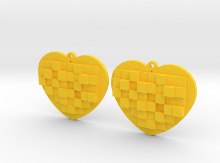 Mosaic Heart Earrings Large 3d printed 