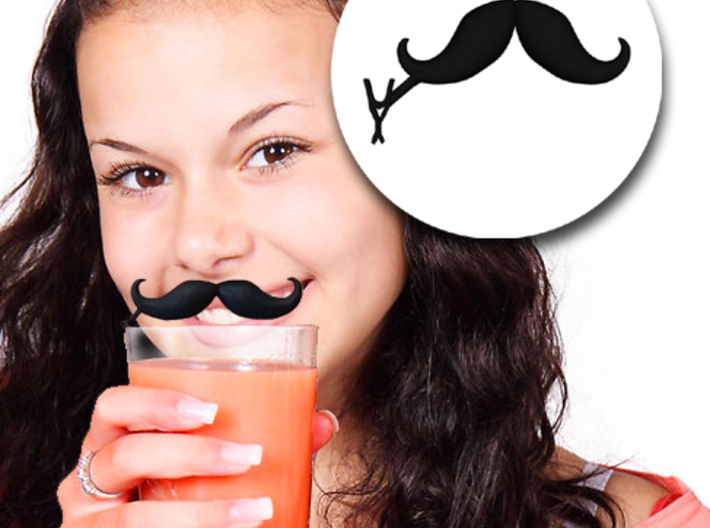 Mustache Drink ID Clip - Droopy Handlebar Style (P 3d printed Clip it to Your Drink and Never Lose It Again!