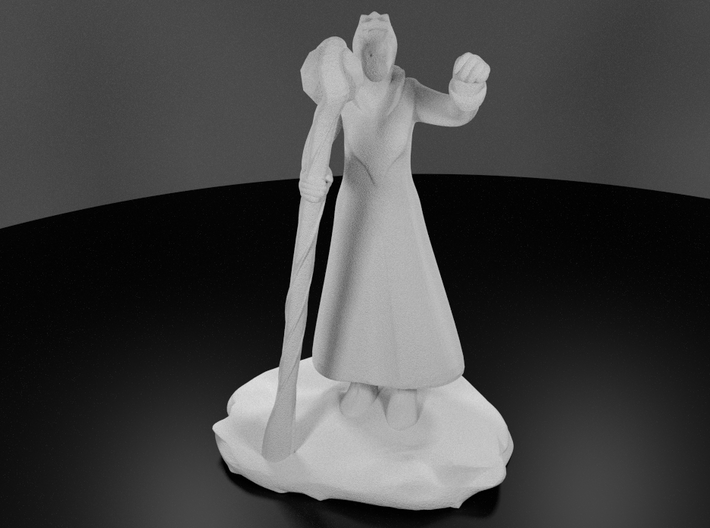 Female Dragonborn Wizard in Robe with Staff 3d printed 3D Render