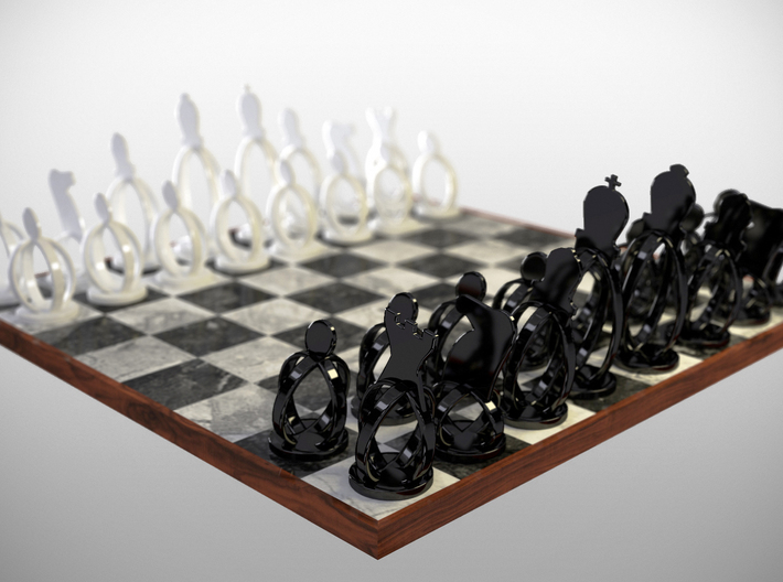 Wireframe Chess set 3d printed a rendering of the set