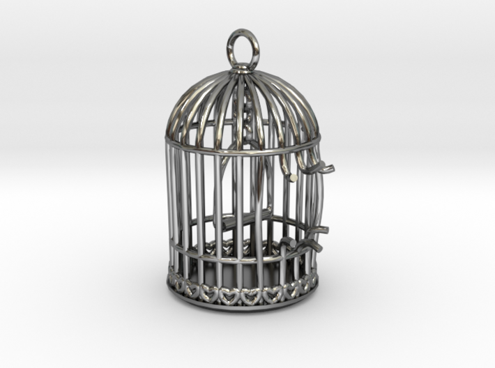 Freedom Birdcage Pendant 3d printed