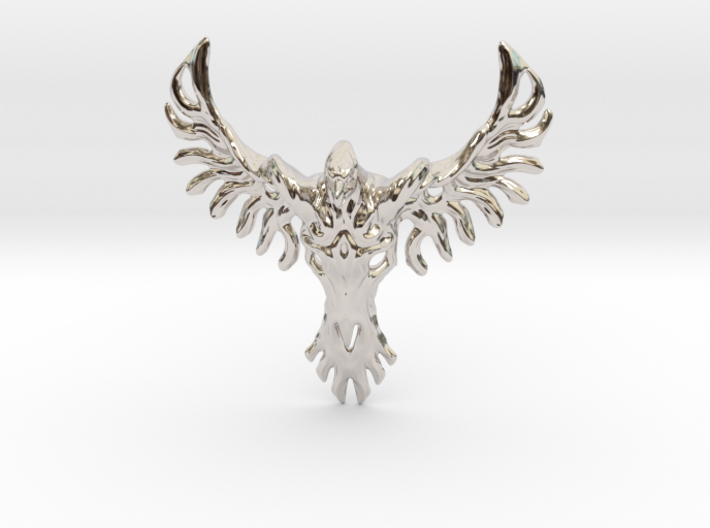Rebirth Phoenix &amp; Bull Skull Pendant: Small 3d printed