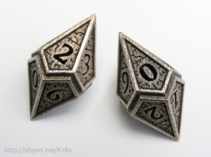 Hedron D10 (v2 open) Spindown - Hollow 3d printed With two of these dice you can keep track of life totals from 1 to 100.