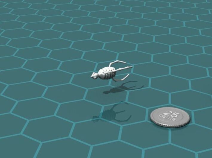 Space Roach Harvester 3d printed Render of the model, with a virtual quarter for scale.