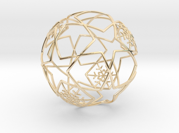 iFTBL Xmas Frozen Stars Ball - Ornament 60mm 3d printed 14k Gold Plated / For other materials and prices... please click on material icons.