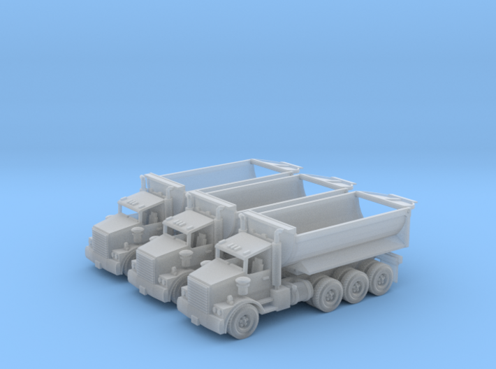 Tri Axle Cylinder Dump Truck Z Scale 3d printed 3 tri-axle Dump Trucks Z scale