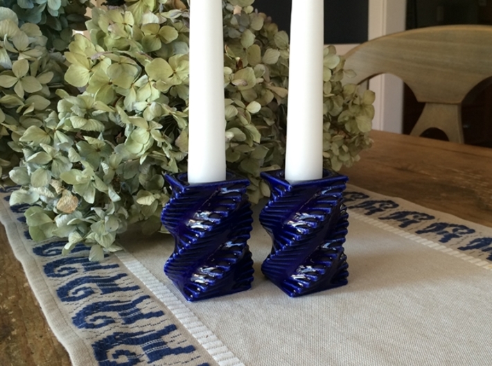 Candle Holder - Porcelain Candleholder (Small) 3d printed Cobalt Blue