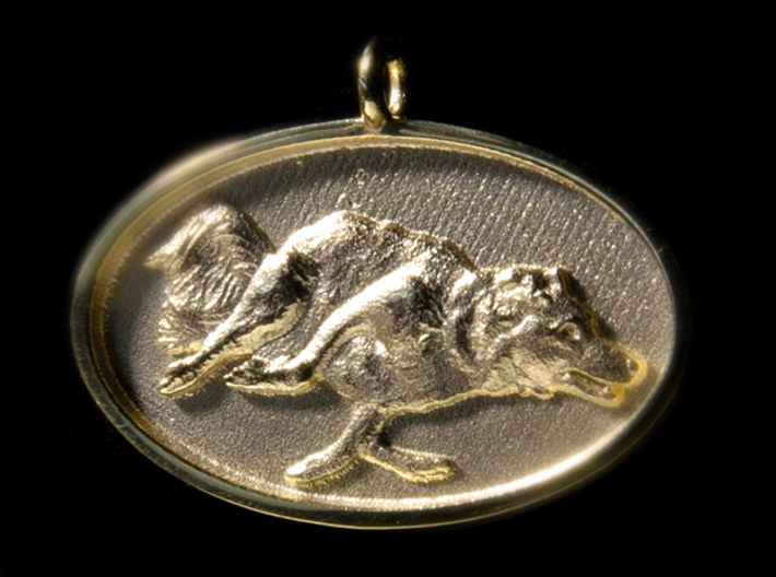 Agility Dog Pendant - 1 1/4 &quot; Border Collie. 3d printed 18k Gold Plated, PHOTO, 35mm.