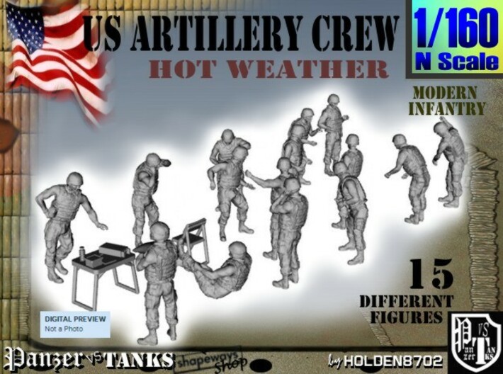 1-160 US Artillery Crew Hot Weather 3d printed