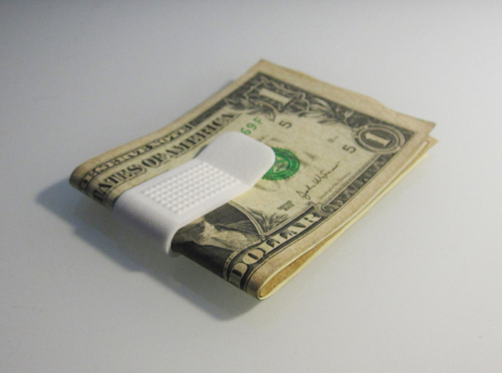 money clip 3d printed Printed in White Strong &amp; Flexible matte finish