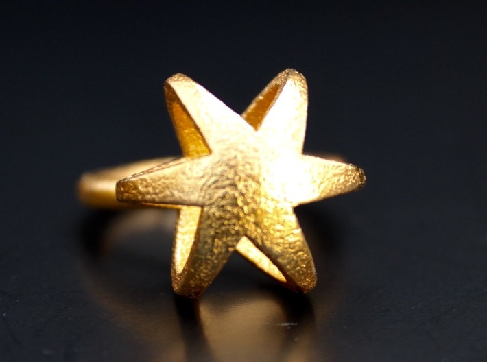3D MINI STAR GLITZ SPARKLE RING - size 8 3d printed Sparkle when you walk with the Glitz Mini Sparkle in Polished Gold Steel
