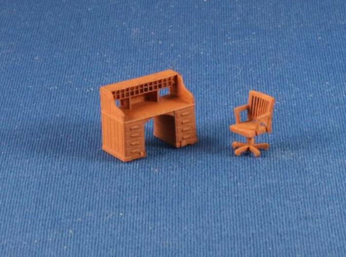 HO Scale Roll top Desks And Chairs 3d printed 
