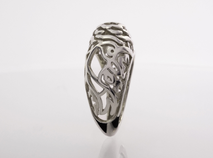 Koi-fish restrains Rose - US 7 3/4 - Ø18 - C56.4 3d printed Photo, Side view, Polished Silver