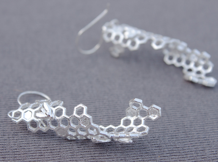 Bees and Honeycomb Earrings 3d printed 