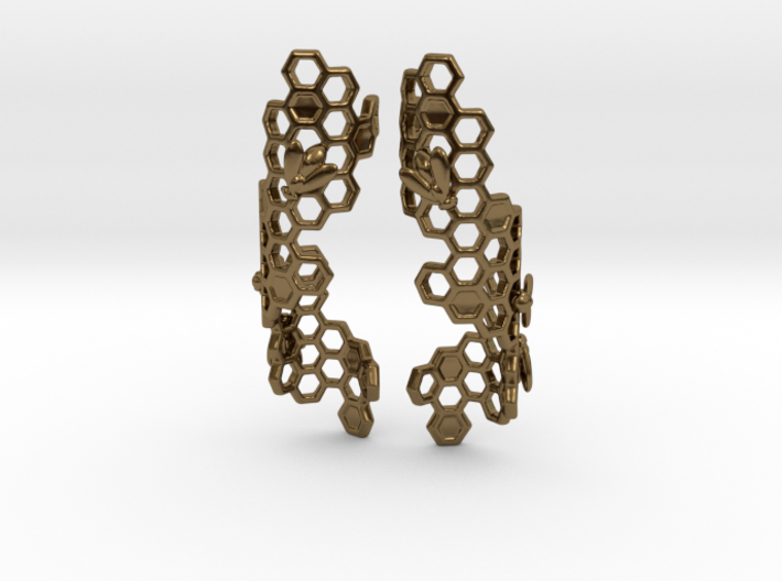 Bees and Honeycomb Earrings 3d printed