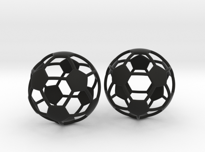 Soccer Ball Earrings - Hollow 3d printed 