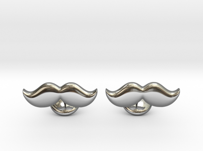 Moustache Cufflinks 3d printed