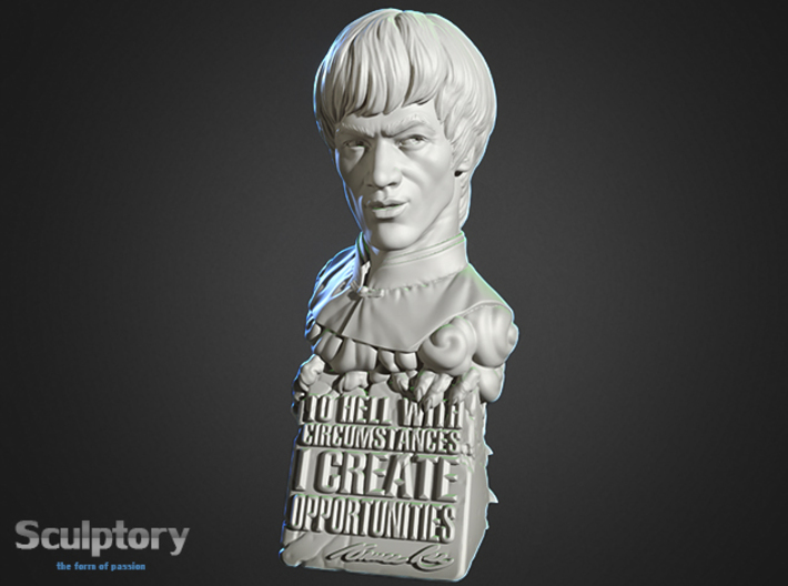 Bruce Lee Bust with Quote, Size M 3d printed