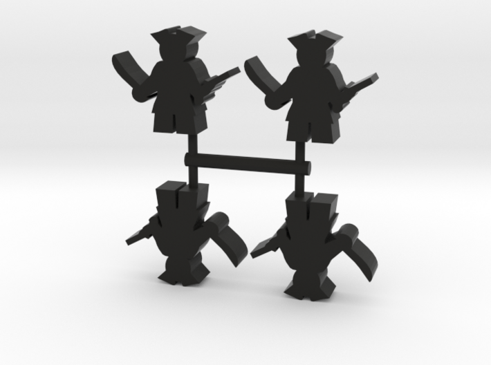 Pirate Meeple with sword and pistol, 4-set 3d printed