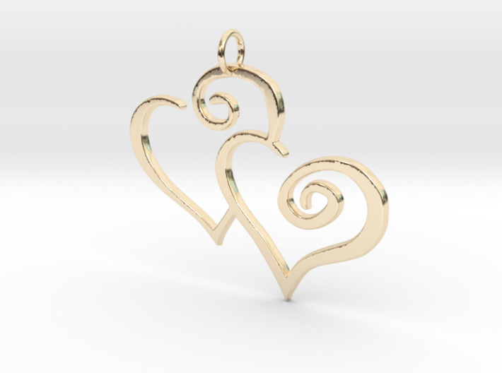 2-Heart Charm Pendant 3d printed