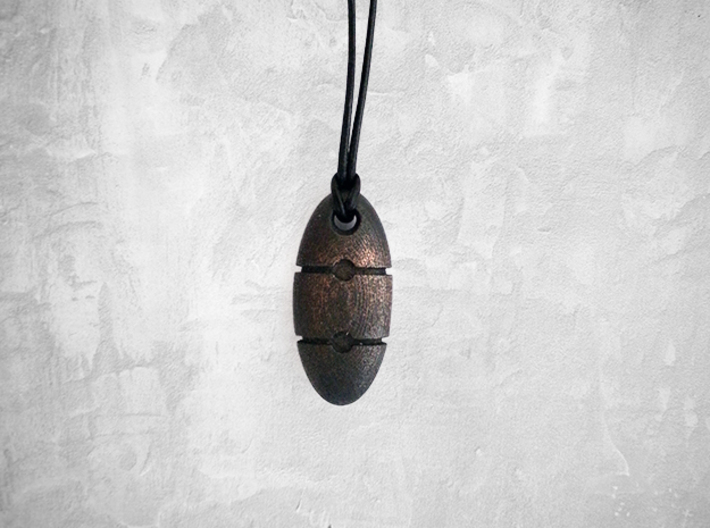 Ellipsoidal enigmatic pendant 3d printed Polished grey steel
