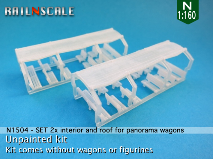 SET 2x Interior and roof for panorama wagon (N) 3d printed 