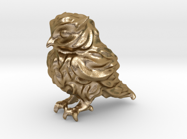 Owl Etta Gold Steel 6cm - Hollow 3mm 3d printed