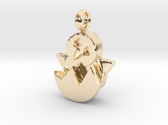 Hatching Chick Emoji Charm 3d printed 14k Gold Plated to make this charm a perfect for a necklace!